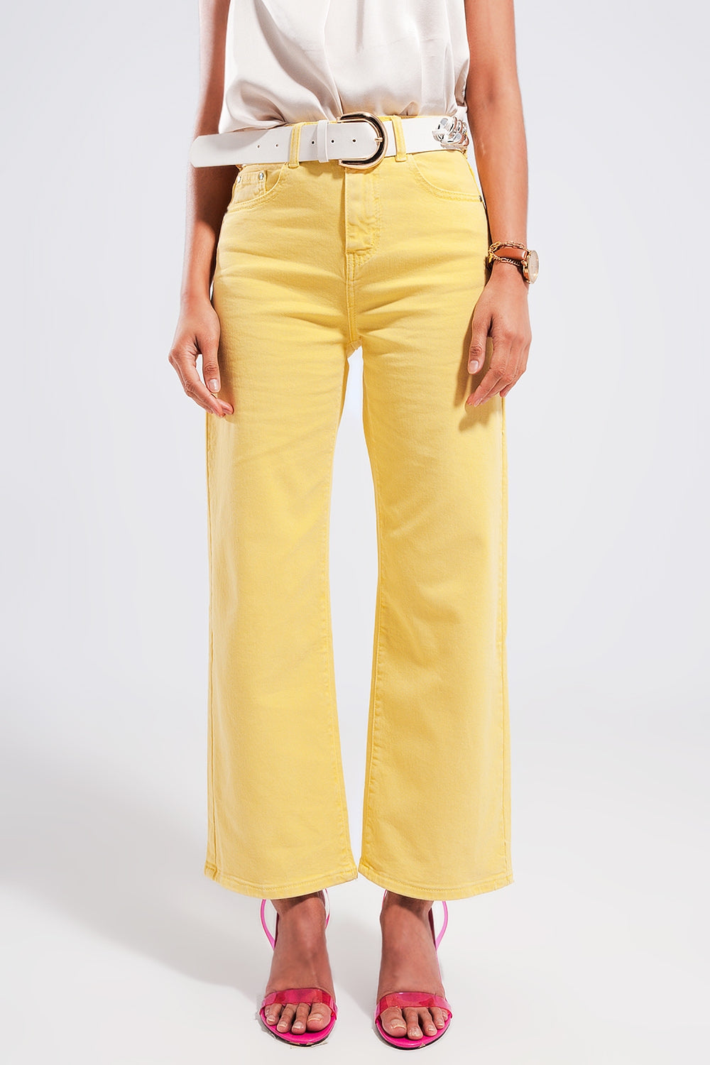 Q2 Wide leg jeans in sunshine yellow