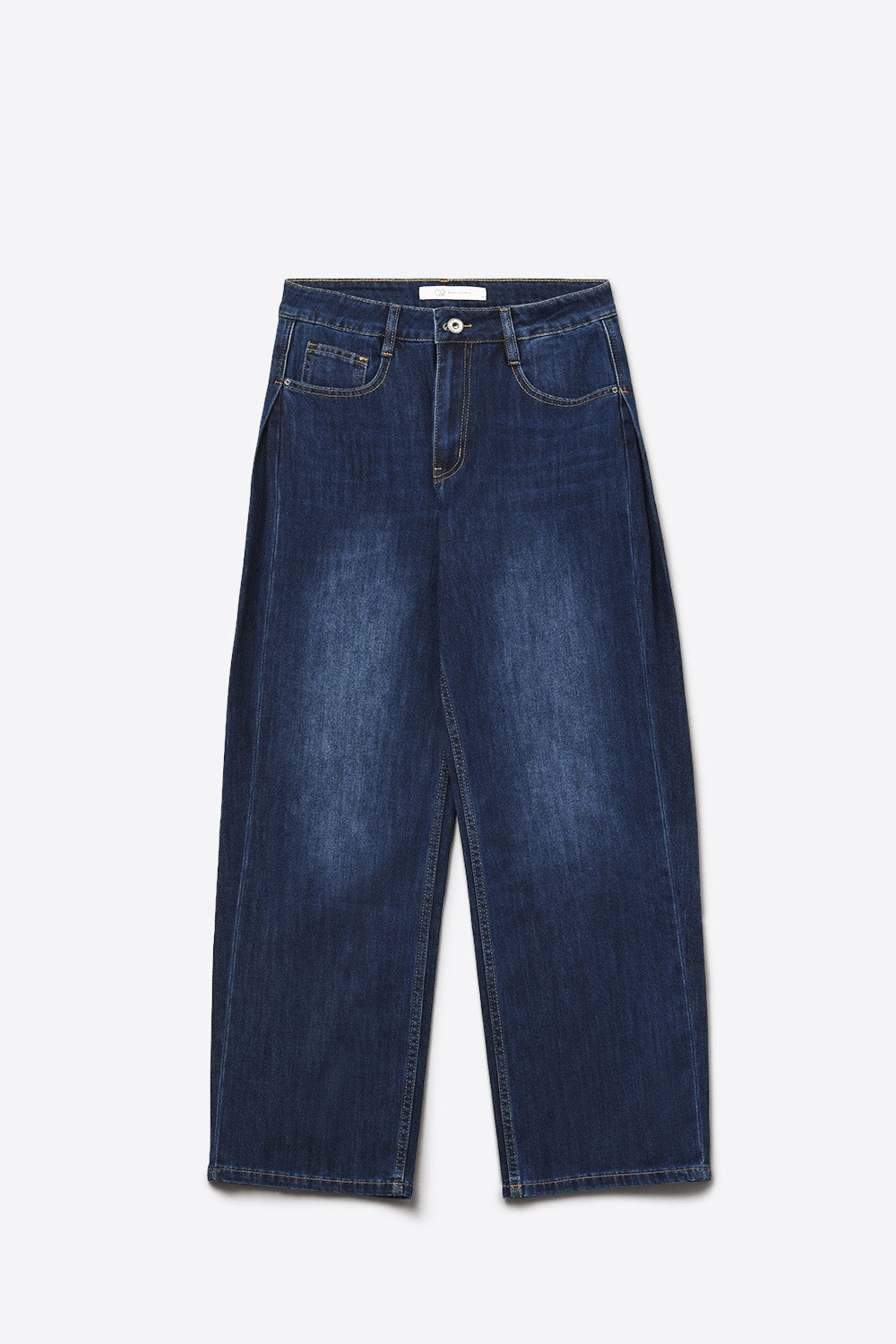 Wide Leg Jeans With Side Dart Detail in Deep Blue