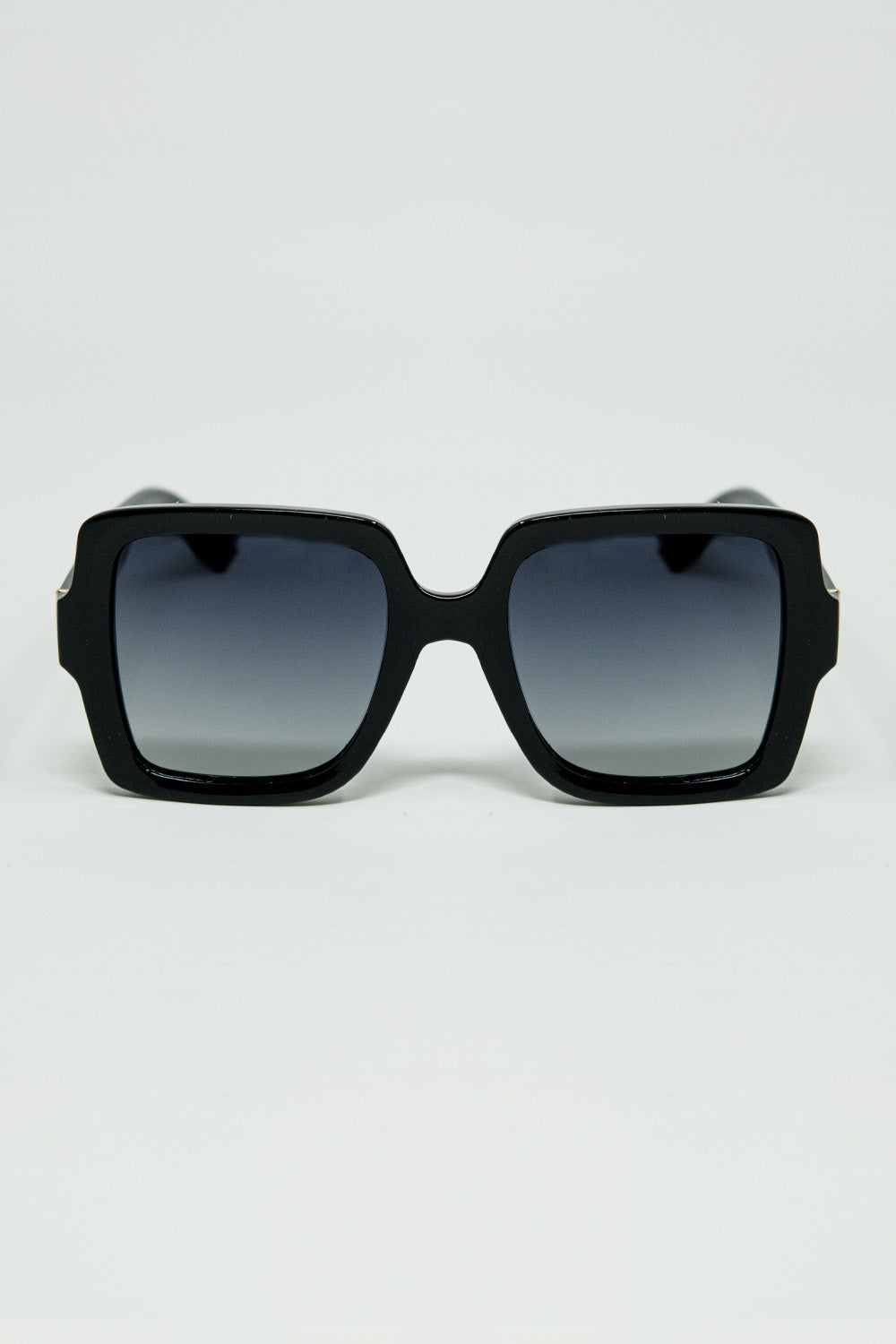 Q2 Wide square frame sunglasses with gold detail on the temples