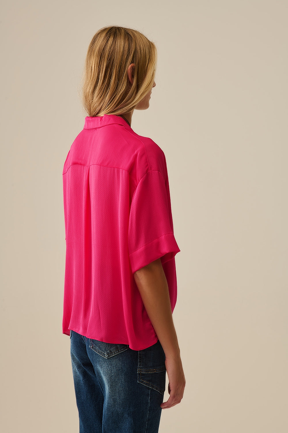 Wrap Front Shirt in Fuchsia