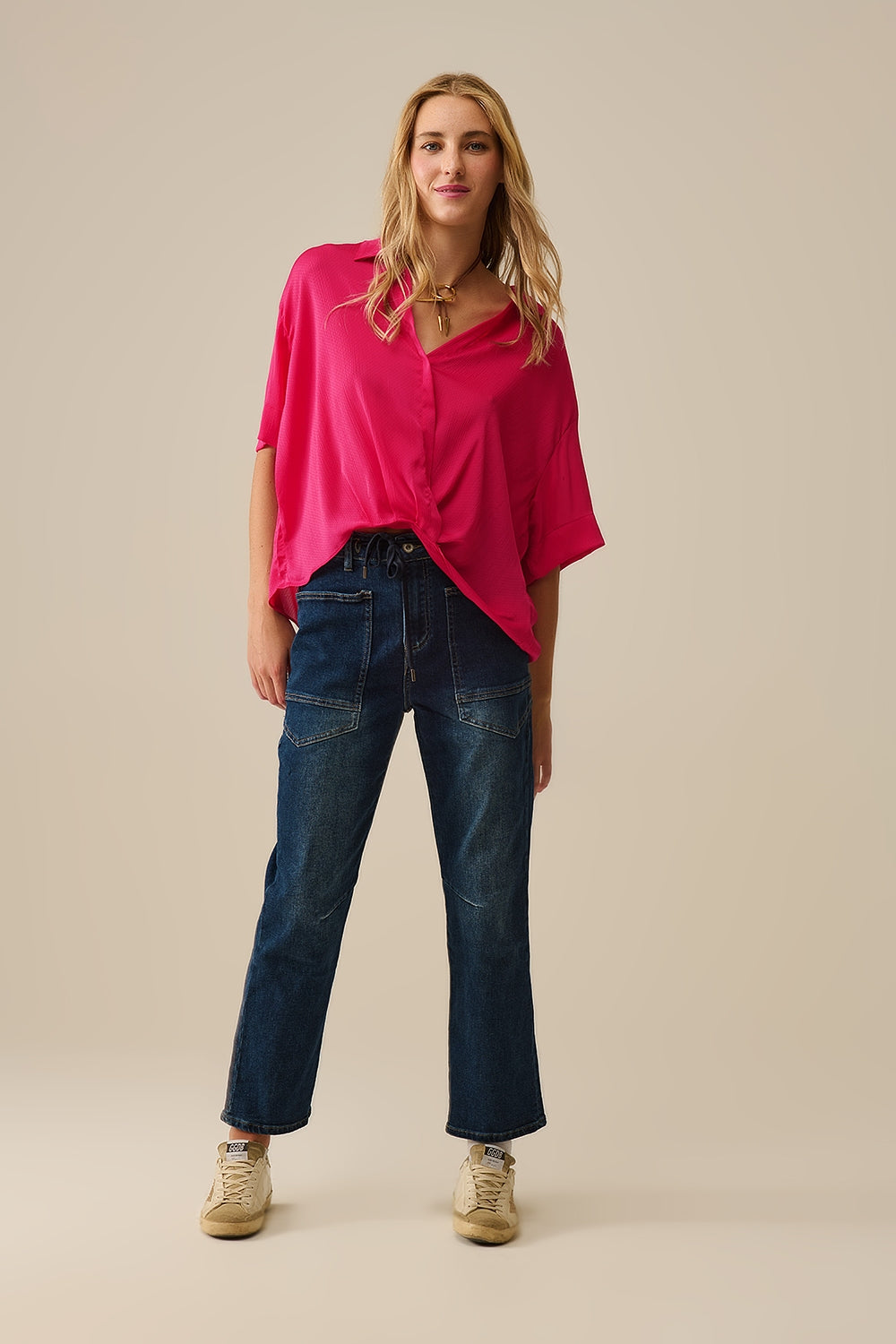 Wrap Front Shirt in Fuchsia