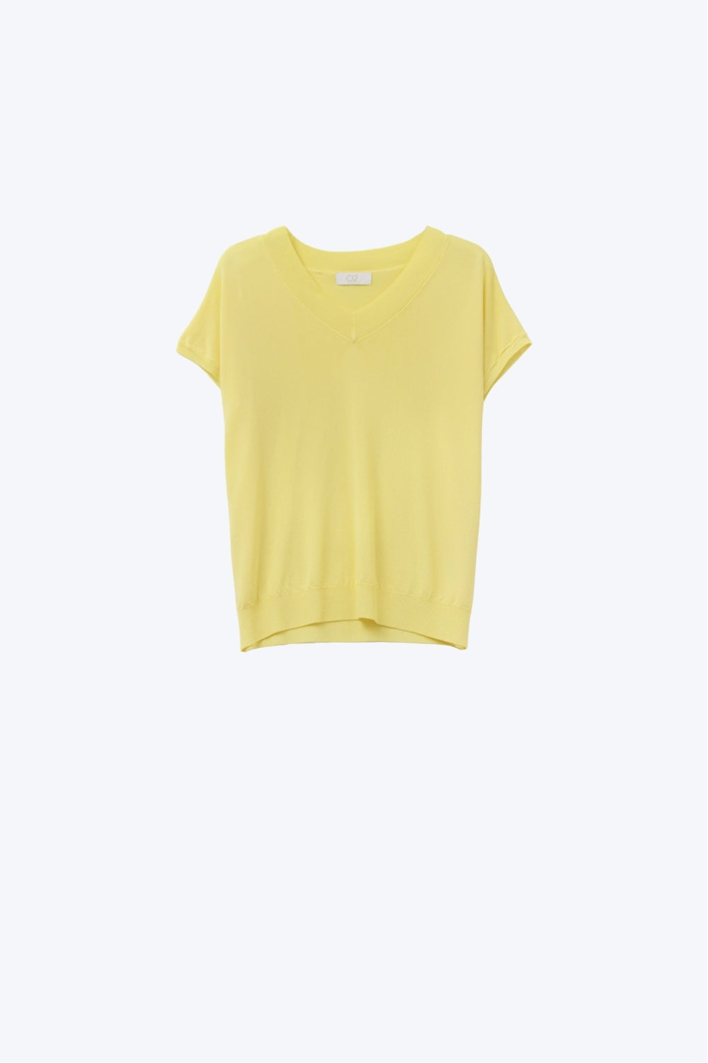 Q2 yellow fine knit V-neck sweater