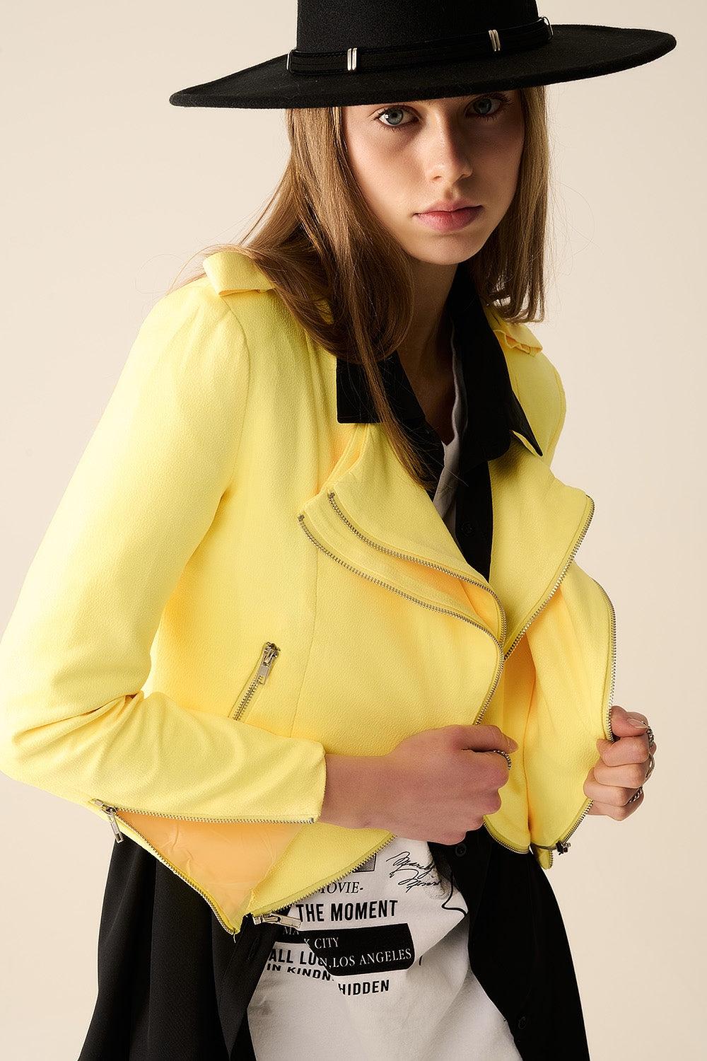 Q2 Yellow Jacket with Zipper Details