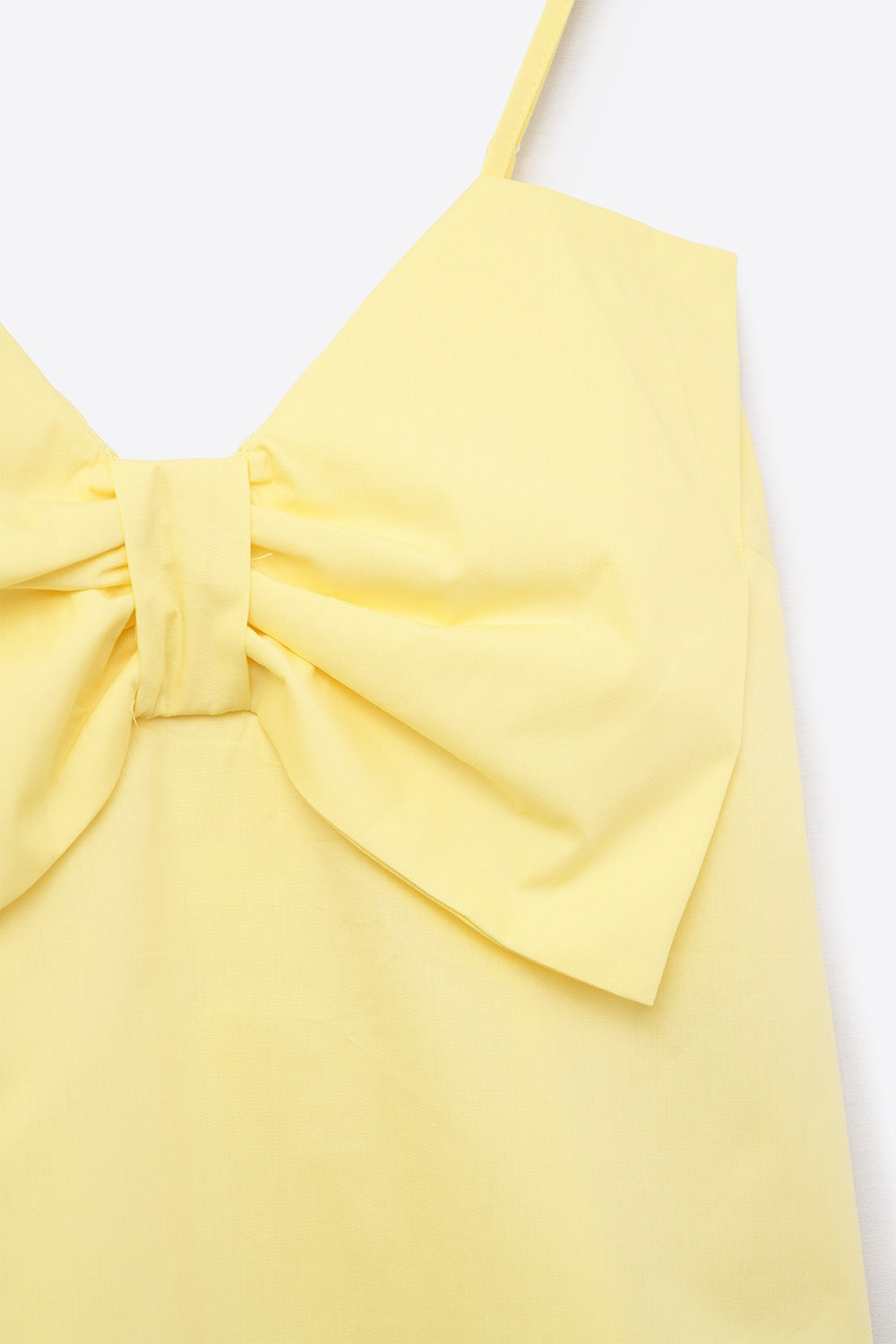 Yellow poplin crop top with bow detail
