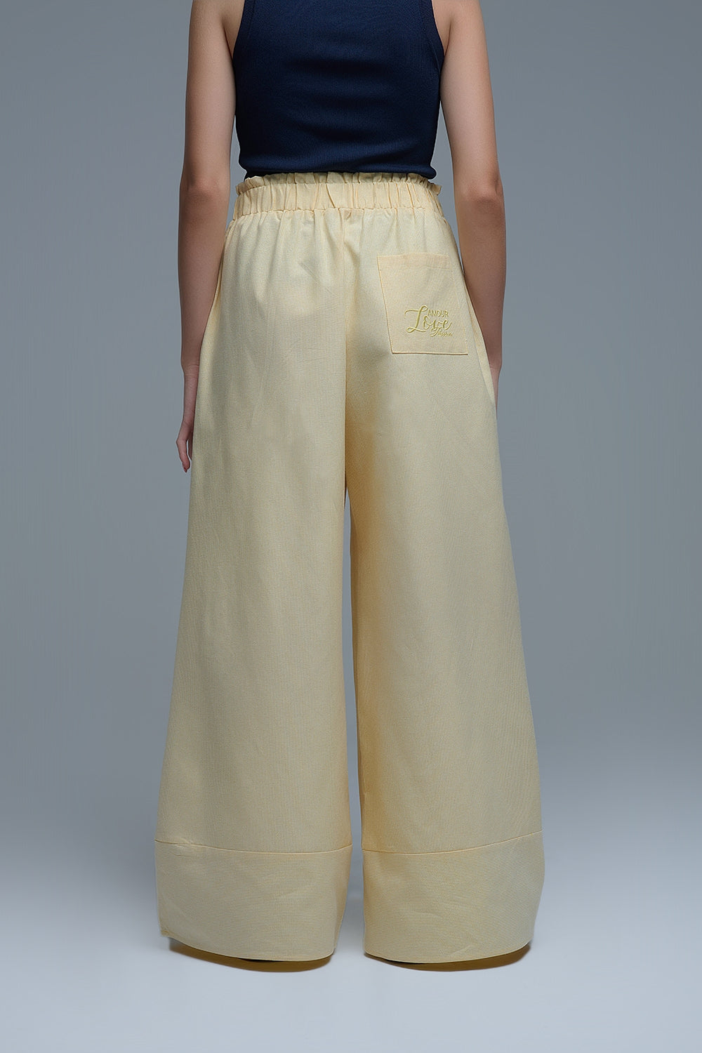 Yellow Striped Palazzo Pants with extra wide leg